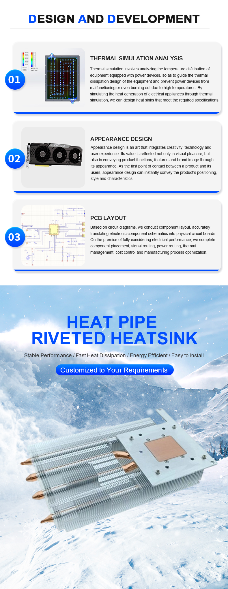High Efficiency Copper Aluminum Heat Pipe Heatsink High Density Aluminum Fins High Power Electronic Device Cooling Solution