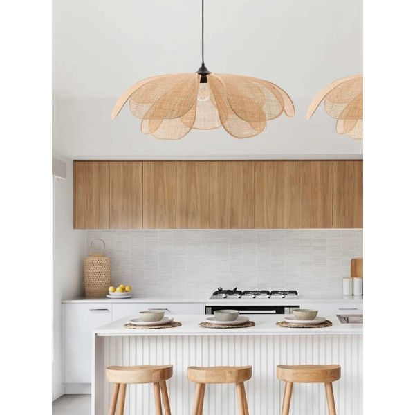 Restaurant Lighting Living Room Parlor Bar Decor Japanese Wicker Art Petal Pendant Light(WH-WP-141)