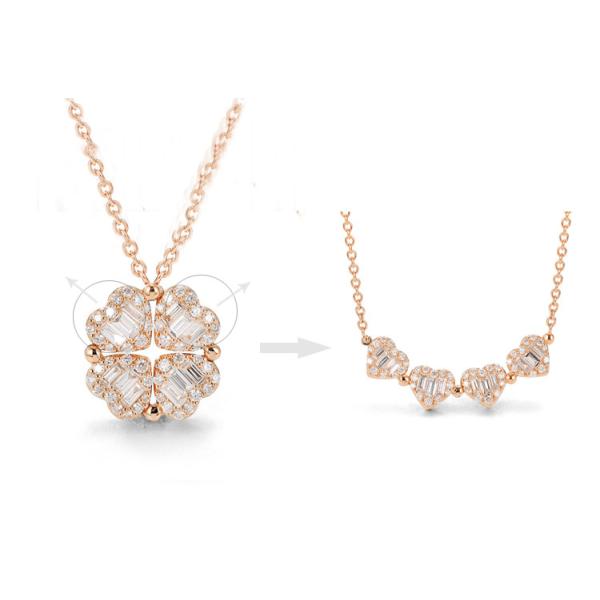 4 женщины CT золота клевера 18K бриллиантовое колье 14.5mm 1,08