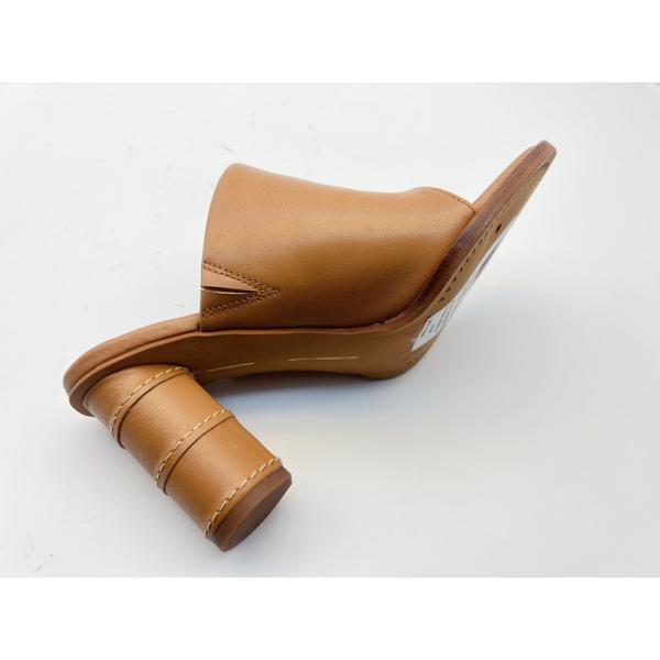 Soft Cow Leather Womens Dress Shoes OEM Tan Open Toe Thong Sandals