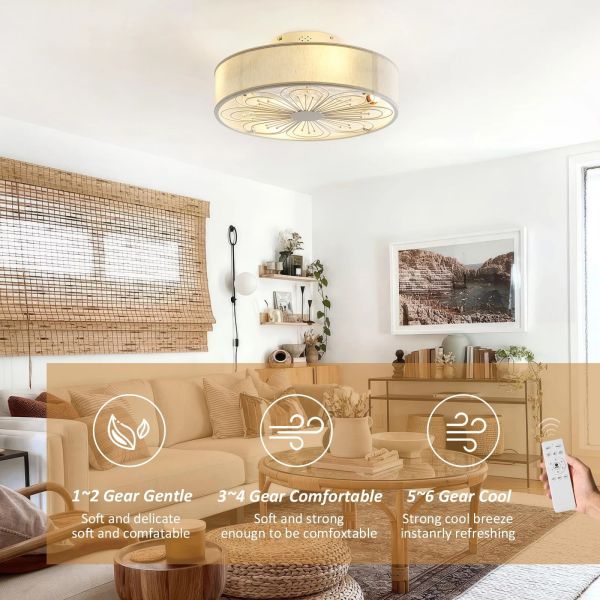 Indoor Remote Control 6-Speed living room 19 Inch Fabric Craft Ceiling Fan With Light (WH-CLL-60)