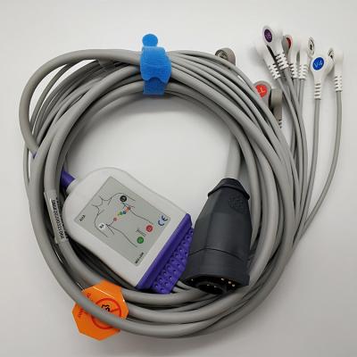 Cabo reusável do adaptador do diâmetro dos cabos 5mm do ECG do ECG de Zoll com 10 a pressão dos Leadwires AHA