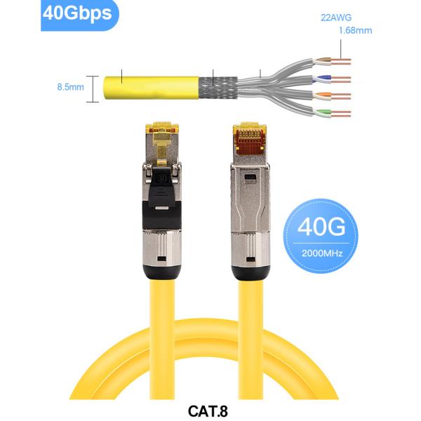 RJ45 Network Modular Plugs Cat8 Shielded Connectors 8P8C High Speed 40 Gbps