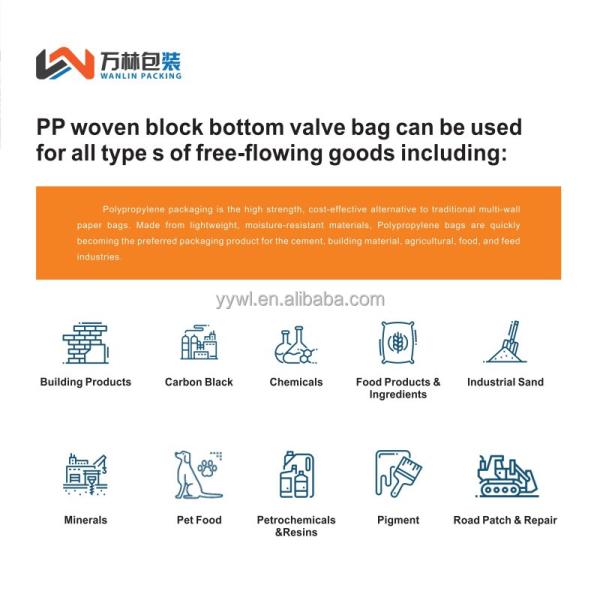 Цемент пустой PP блок клапанного мешка дно 25 кг 40 кг 50 кг