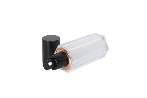 Garrafa cosmética poligonal brilhante luxuosa alta 30ml acrílico da bomba
