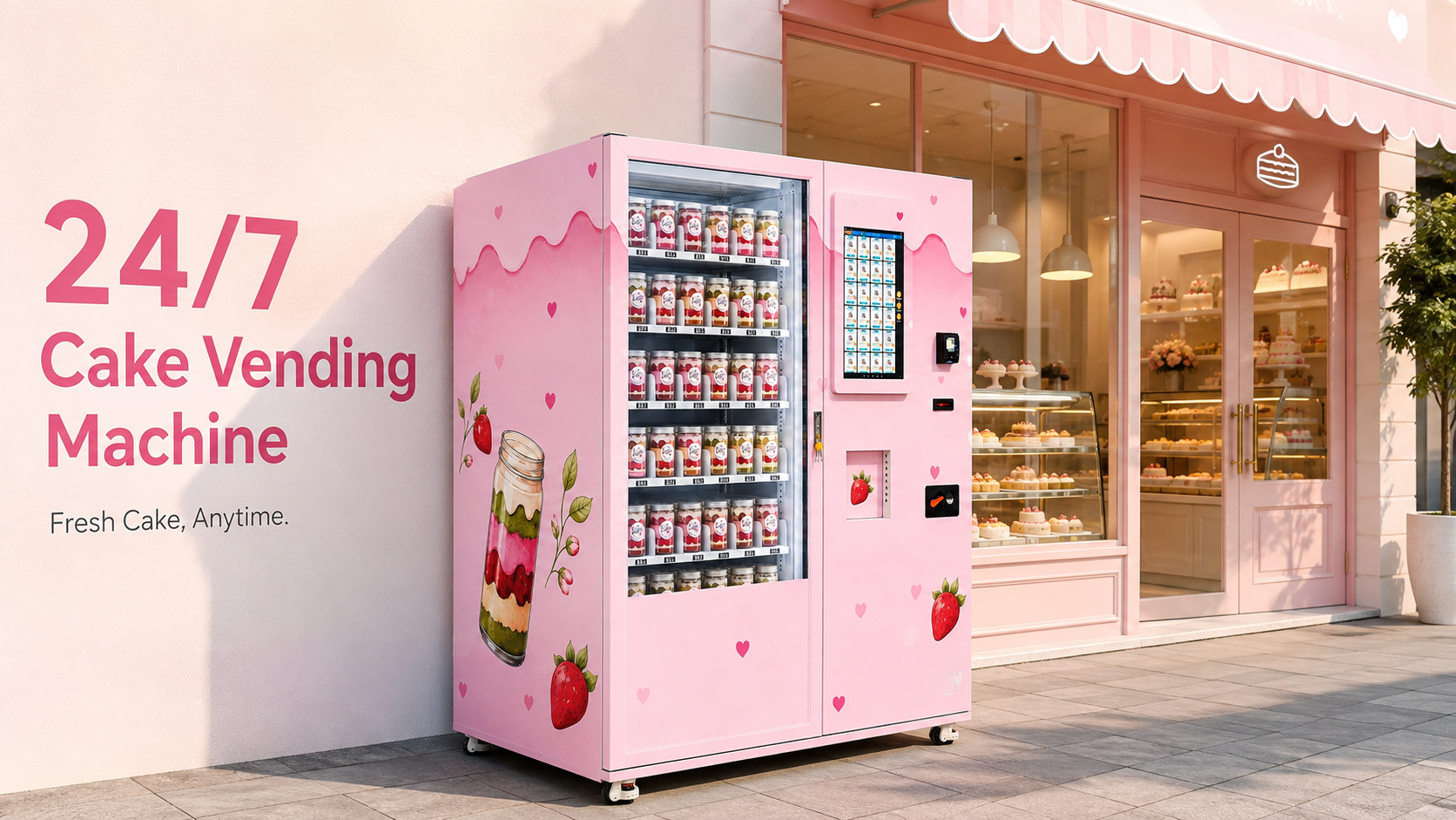 Cake Vending Machine with XY Axis Elevator for 24/7 Canned Cake and Cupcake Sales