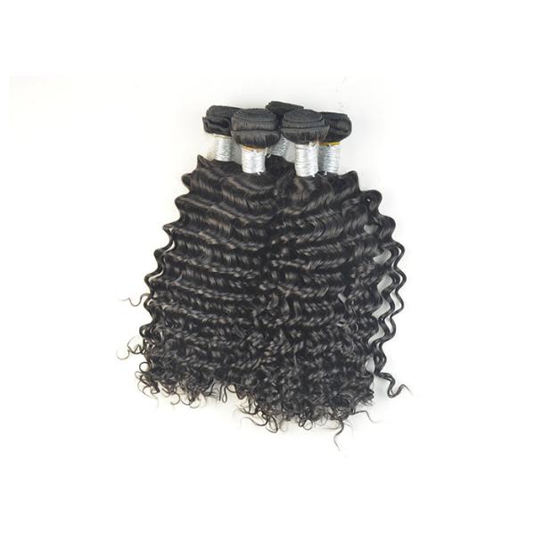 Weft Deep Wave Peruvian Virgin Remy Human Hair Extensions Black 14