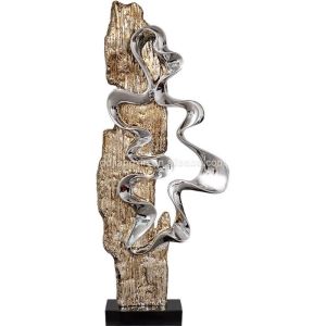 Modern Luxury Abstract Wall Art Gold Silver Metal Sculpture With Marble Base Resin Crafts