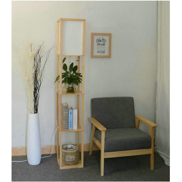 Modern LED Decorative Wooden Loft Floor Lamp Black White shelf floor lamp(WH-MFL-113)