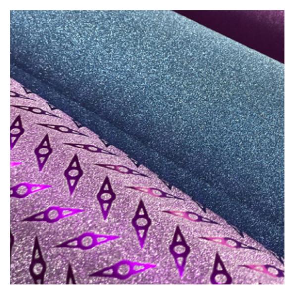 Opaque Finish Rainbow Vinyl Decoration Glitter Embossed Film Customizable Metalized