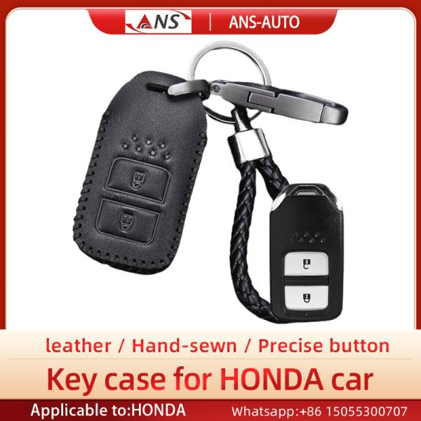 Wearproof Honda Leather Car Key Case Printed Logo With Precise Button