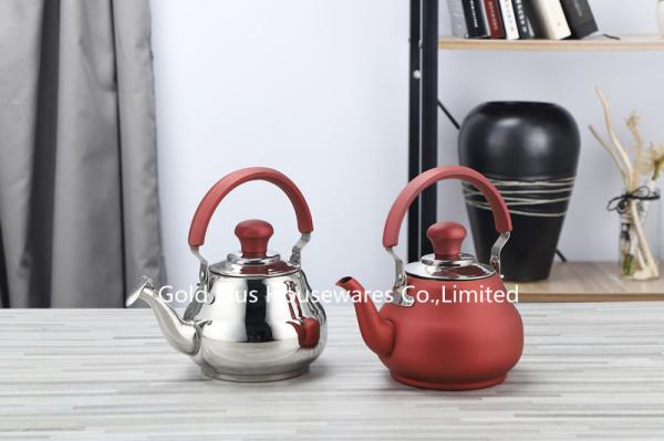 1L/1.5L/2L Metallic painting signal stainless steel whistling kettle red color painting coffee pot with filter