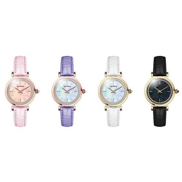 Diamond Inlaid 32mm Leather Strap Watch Luxury Decorative Waterproof