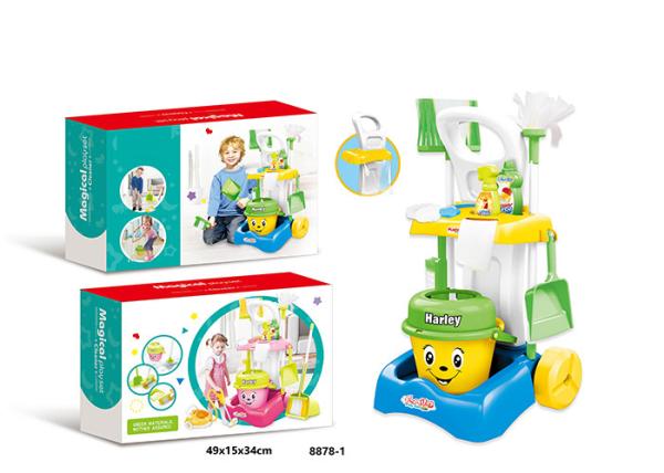 Cleaning Kit Trolley W / Working Vacuum Children's Play Toys Pretend Play Mop Broom