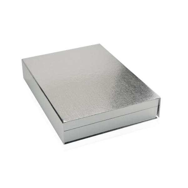 Customized Silver Magnetic Cosmetic Gift Boxes , Eyeshadow Paper Box For Lipstick Blush
