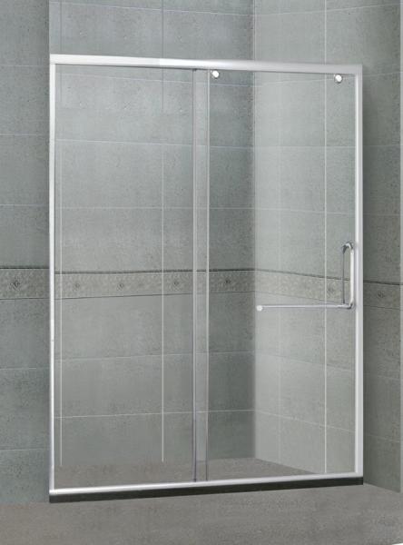 Brushed One Sliding Glass Shower Screen Tempered Glass Inline Visible Glass Clips