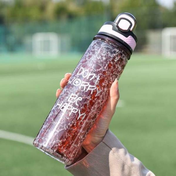 Renewable RPET Stylish 700 Ml Water Bottle Plastic Portable Handle Fashion Plastic Sports Water Bottles For Adults With GRS Certification
