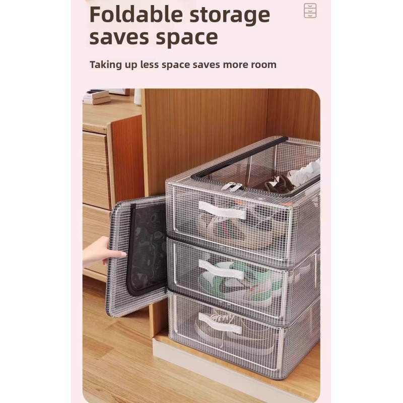 Factory Wholesale Plastic Foldable Transparent Dustproof Shoe Storage Cabinet Portable Shoe Box for Home