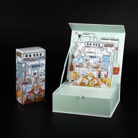 O PNF 3D rígido luxuoso do FSC da forma do livro acima da caixa de cartão para ímãs da garrafa de vinho bate o painel