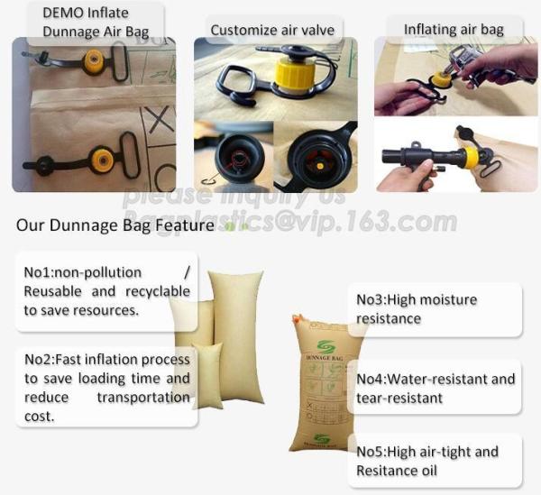 Custom kraft paper bags designer paper container dunnage air bag, pillow packing bag dunnage air bag for container, Kraf