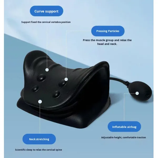 C-Shape Neck Massage Pillow with Heat and Vibration C-shaped design conforms to the curve of the neck Deeply massages the cervical spine to relieve stiffness in the shoulders and neck