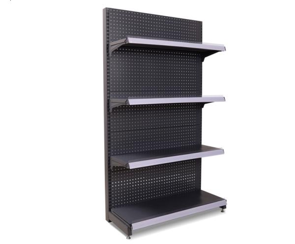 Customized Size Metal Supermarket Display Shelving With Advertising Board