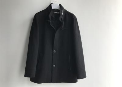 Winter Mens Medium Trench Coat Black Cashmere Trend Outwear Welt Pockets
