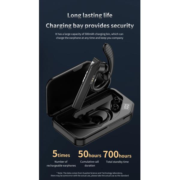 Mon Eearhook Wireless Bluetooth Earpiece Hands Free QCC Earphones For Driving Office