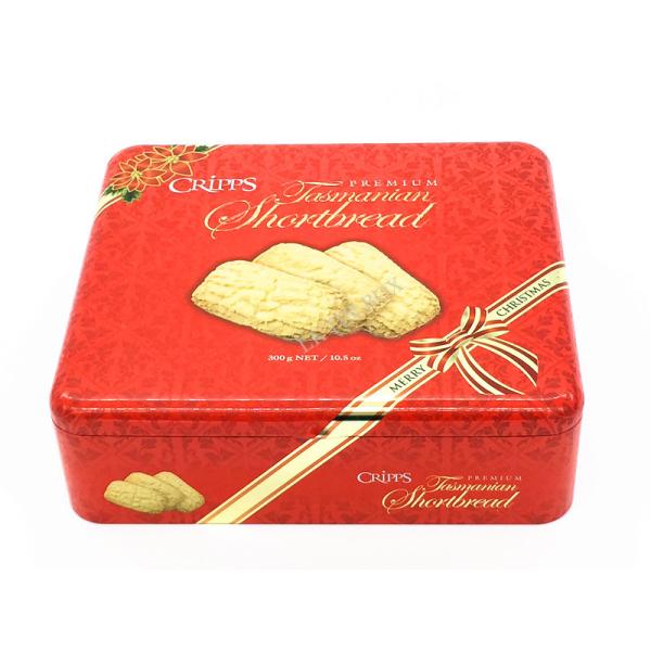 Christmas Blue Rectangular Tin Box For Chocolate Cookie Gift Promotions