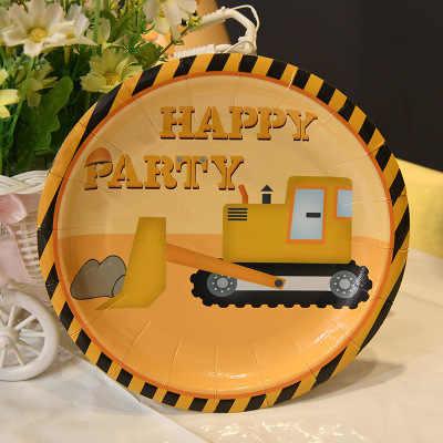 Engineering Car Children'S Birthday Party Tableware Set 8 People Party Paper Cup Paper Plate Birthday Party Decoration