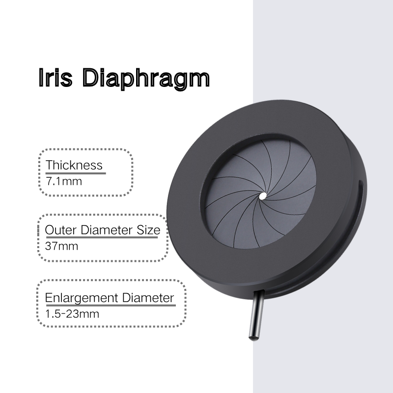 1.5-23mm Manual Adjustable Iris Diaphragm with 12-Blade Stainless Steel Design and Compact Φ37mm Structure for Optical Instruments