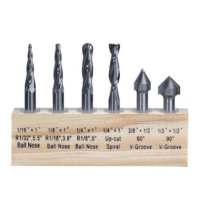 6Pcs 3D CNC Carving Bit 1/4 Shank Wood Carving And Engraving Drill Bits