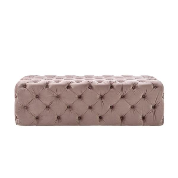classic furniture botton tufted velvet fabric ottoman, pink bench for wedding event living room