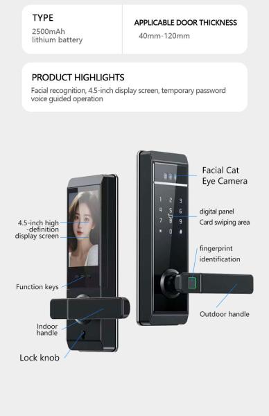 Qleung S810max Tuya 顔 パーム 指紋 パスワード カードキー 解錠 Tuya リモートコントロール スマートホーム ドアロック