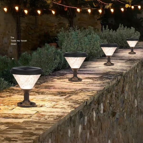 LED Solar Pillar Light With 300LM High Brightness & IP65 Waterproof For Garden Fence Pillars