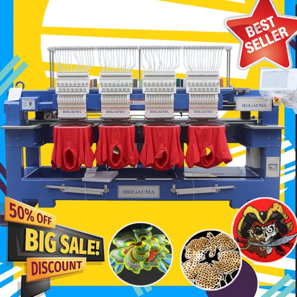 HOLiAUMA computerized 4 heads industrial embroidery machine like brother embroidery machine for cap t-shirt flat 3d logo