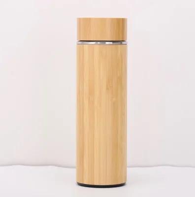 Tablette de voyage en bambou isolée avec filtre à infuser Manche pour le café chaud ou le thé froid Set cadeau de tasse de café en acier inoxydable pour les amateurs de thé Maintient les boissons chaudes plus longtemps