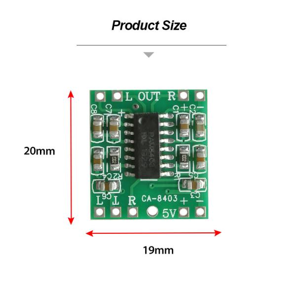 Ultra Small 20x19mm Audio Amplifier Module with 2x3W Output and 5V DC Power Class D Digital Power Amplifier Board