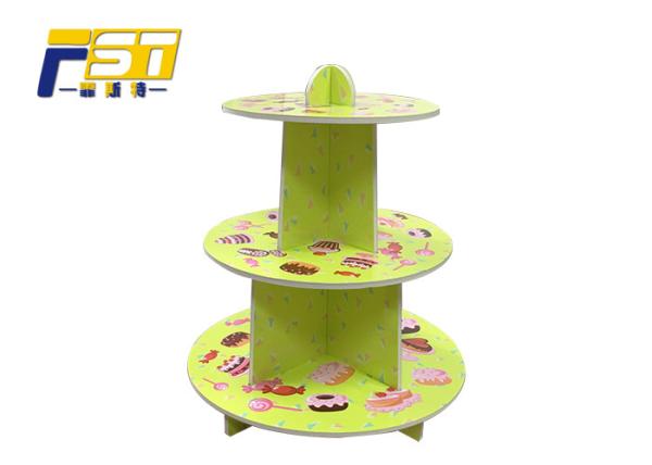 Custom Size Birthday Cardboard Cake Display , Cardboard Cup Cake Stands With 3 Shelves