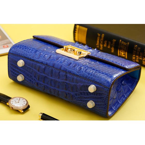 Genuine Alligator Skin Key Lock Closure Lady Small Handbag Authentic Crocodile Leather Women Flap Purse Shoulder Bag