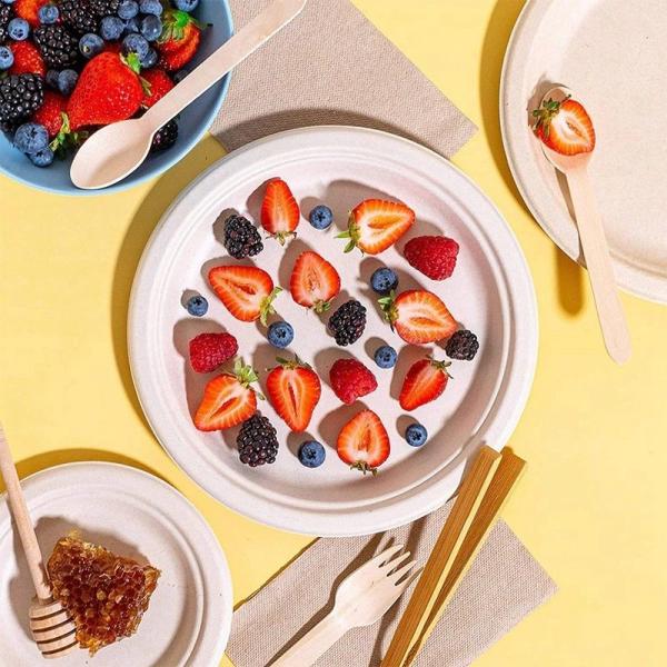 Бес BPA Компостируемый 9 дюймовый тяжеломощный 125-пакет одноразовый круглый багасс