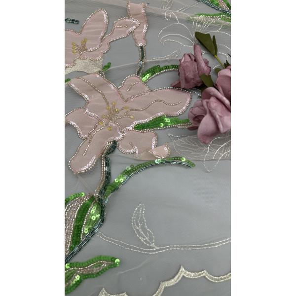 Embroiderey Lace Fabric Beaded Sequin Floral Elegant And Breathe Sequin Lace Fabric Luxury Occasion Fabric