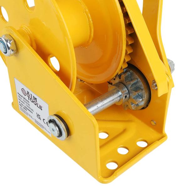 Hand Winch 2000 lbs Capacity Steel Construction Yellow Finish Ideal for Marine Automotive and Industri