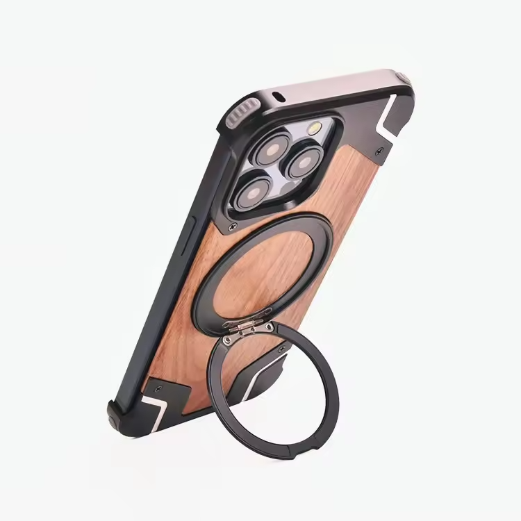Anti-Fall & Shockproof Zinc Alloy Armor Case Magnetic Ring Stand Holder for iPhone 15 14 Pro Max Anti-Fall Mobile Phone Shell