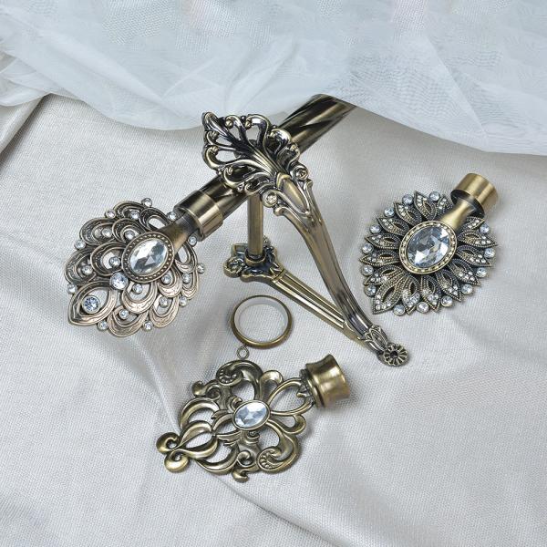 25MM Anti - Brass Color Curtain Rod Finial Iron Twisted Pipe Sets For Home Decor