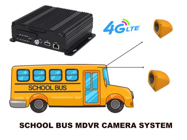 School Bus 4 Cameras vehicle video recorder With Free Mobile Phone APP , 4G GPS 720P MDVR
