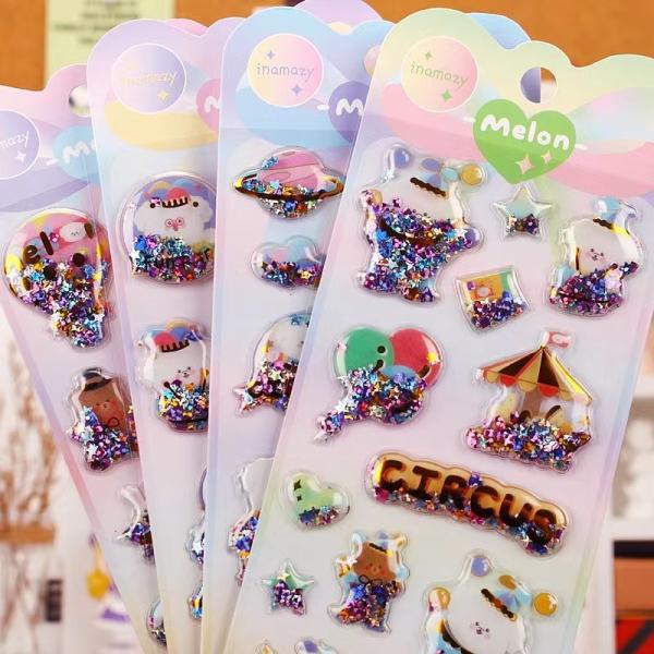 Игрушки 3D детей светя красочным кристаллическим тряся загерметизированным стикерам награды детского сада стикеров