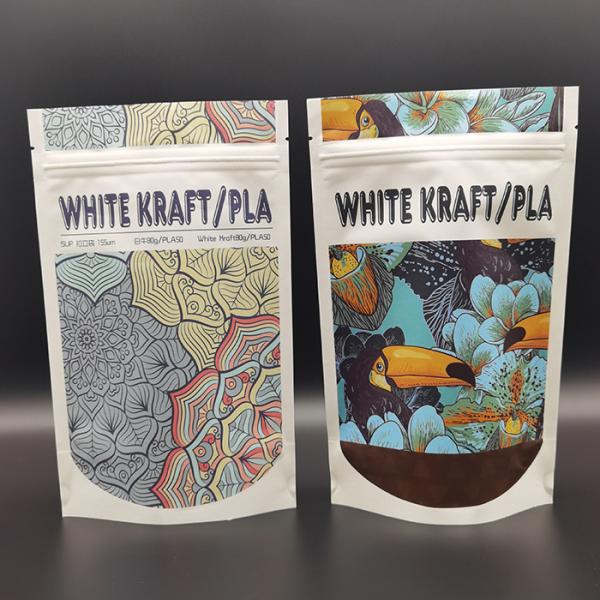 155um Compostable Food Packaging Bags Digital Printed Custom Kraft Pouches