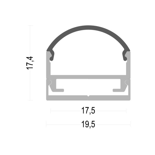 A montagem Width20*High20mm de Suface anodizou o perfil de alumínio da tira do diodo emissor de luz da tampa do PC do arco