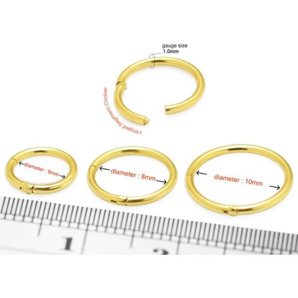 Dimension perçante articulée du classique 6-12mm de nez d'or du segment 18K